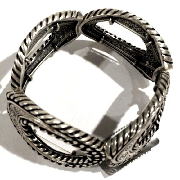 Chico’s Silver Ornate Metalwork Stretch Bracelet – Women’s Fashion Jewelry - Picture 4 of 10